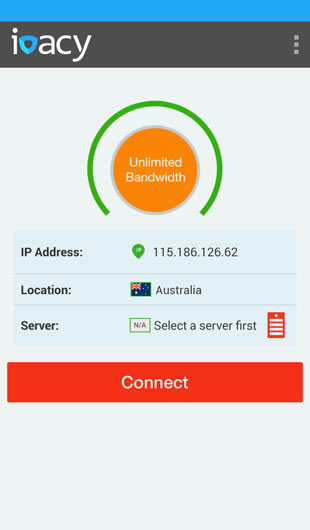 Ivacy VPN interface