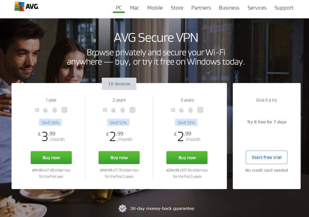 does avg have a free vpn